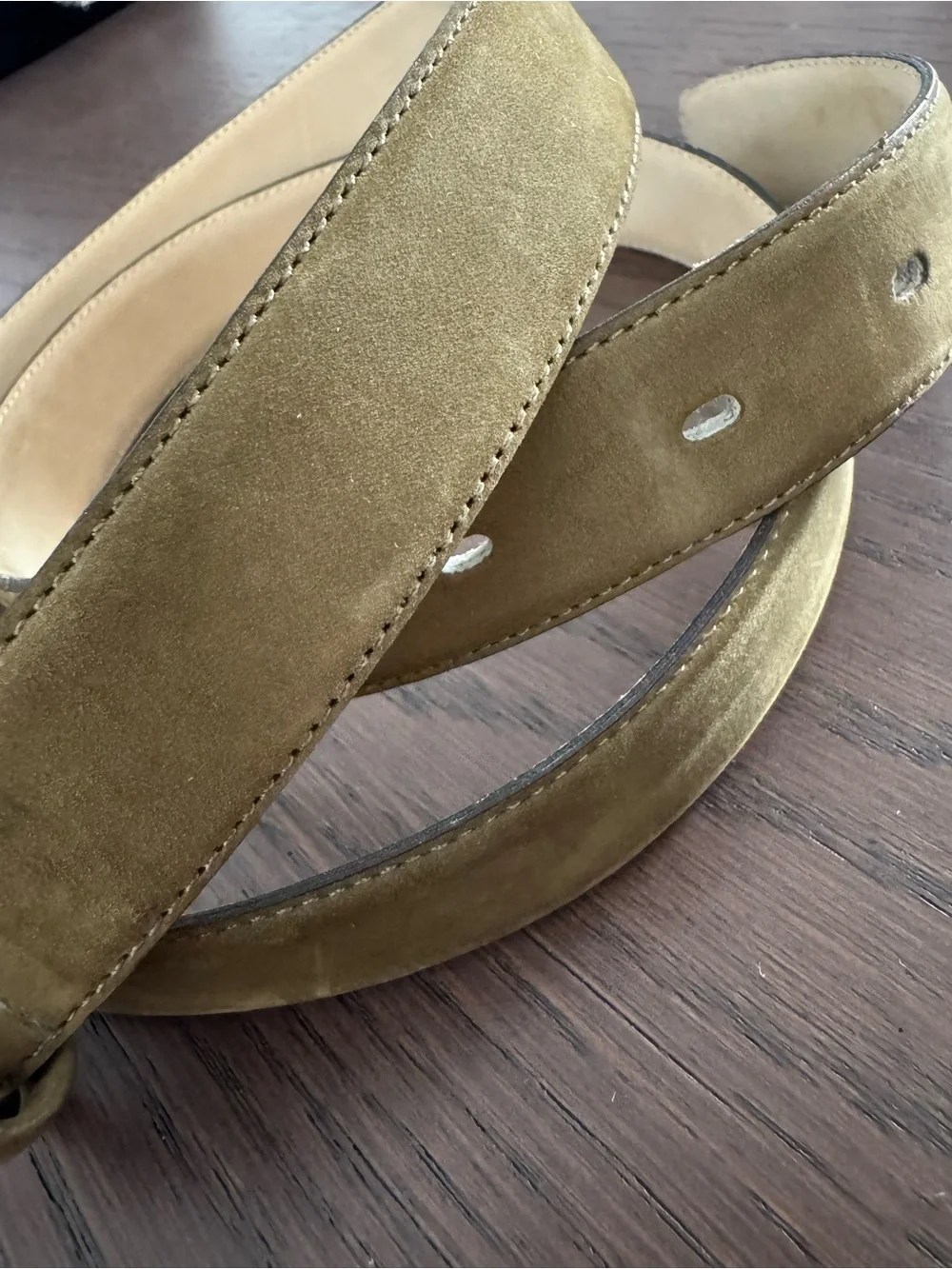 Rick Pallack Made in France Olive Suede Women’s Leather Belt Size 90/36 Vintage
